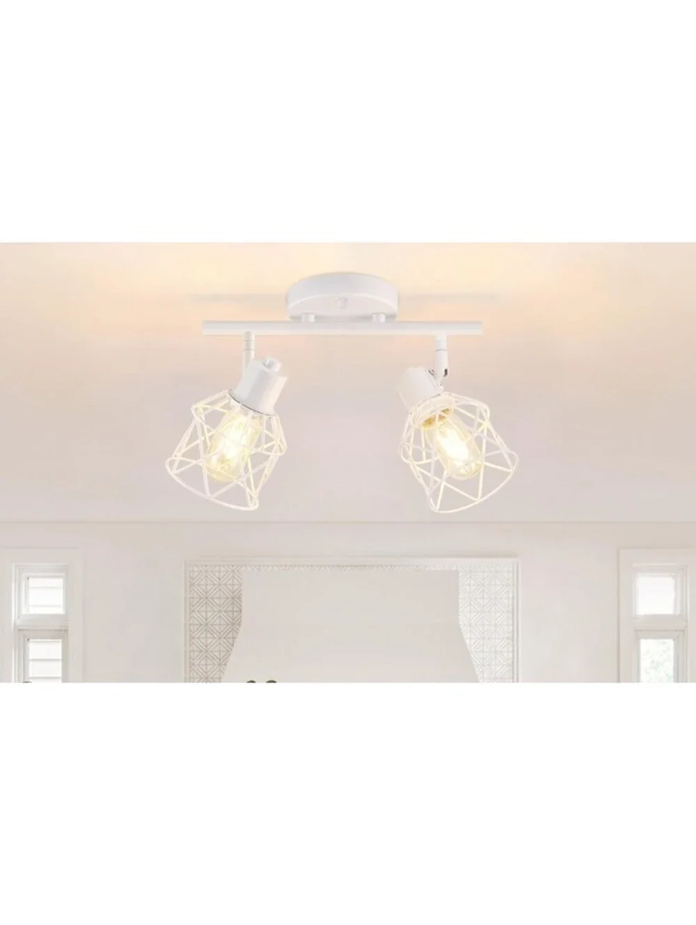 2-Lights White Kitchen Track Lighting, Adjustable Multi-Directional Ceiling Ligh